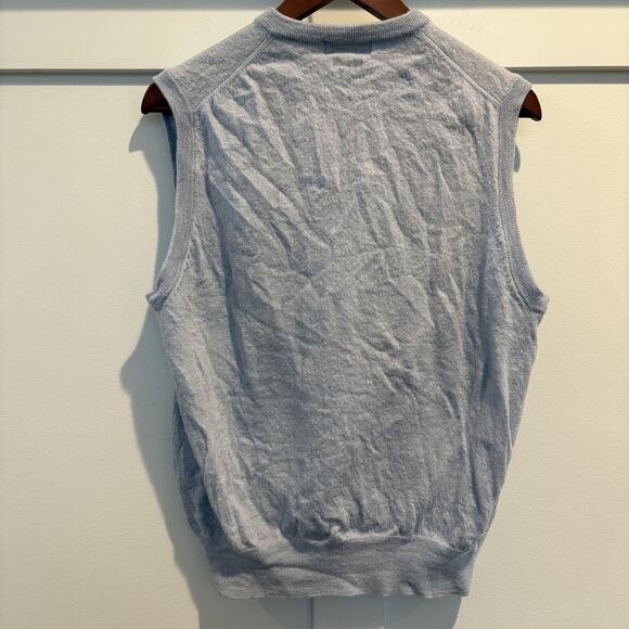 Peter Millar Sweater Vest Men Medium Light Blue Merino Wool Knit V-Neck Classic - Picture 10 of 11